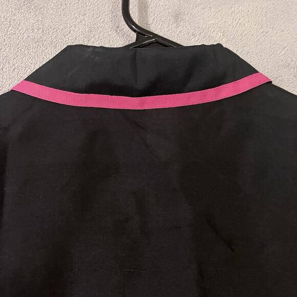 Silk Land Embroidered Silk Jacket Black Pink Parasol Design Womens Sz 4 - Picture 10 of 12